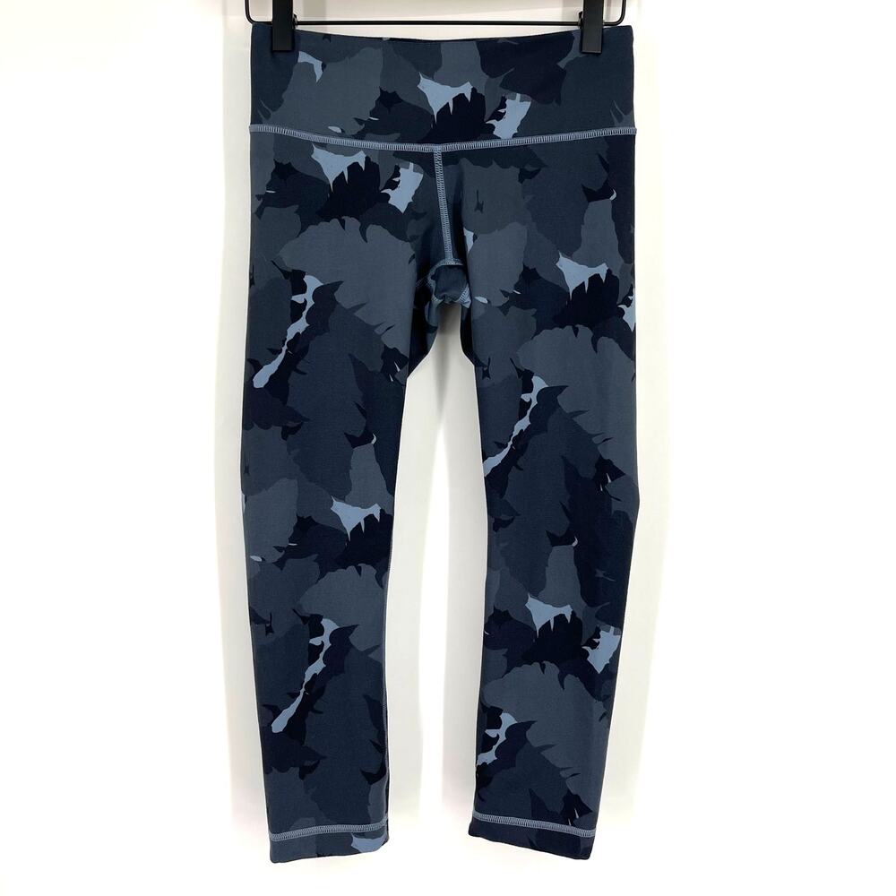 Lululemon Wunder Under Crop II‎ Full On Palm Party Blue Denim Black Size 4